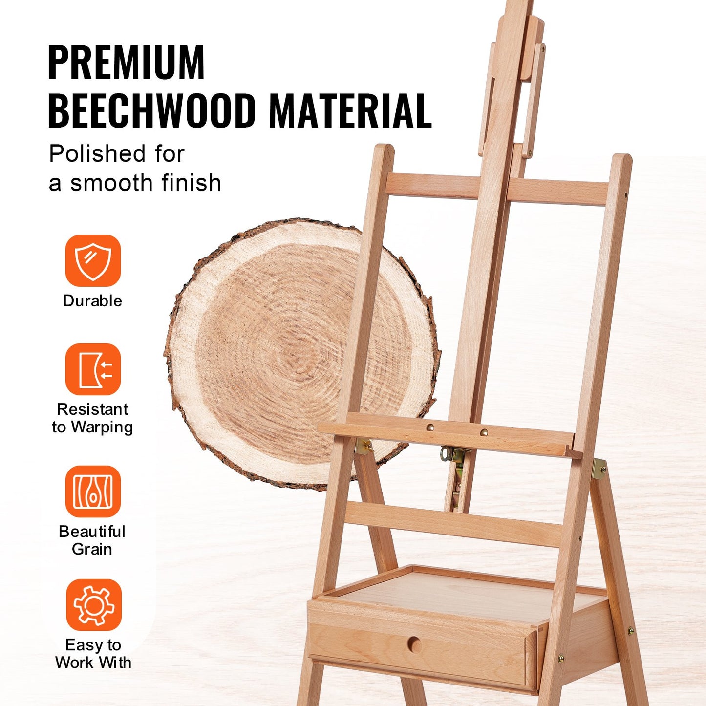 Studio H-Frame staffli rymmer canvaskonst upp till 36" Beechwood Artists-easel