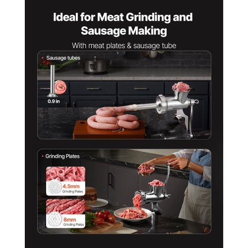 Manual Meat Grinder 304 Stainless Steel Meat Grinder Sausage Stuffing Table Clamp | EU