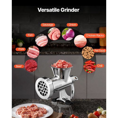 Manual Meat Grinder 304 Stainless Steel Meat Grinder Sausage Stuffing Table Clamp | EU