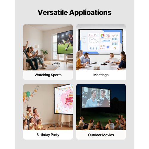 Projektorleinwand mit Standfuß und 2 Ständern, 100 Zoll, 160° Weitwinkel, 4K HD 16:9 | EU