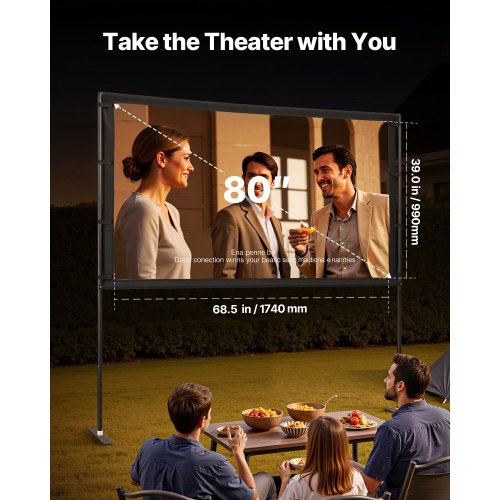 Projektorleinwand mit 2 Ständern 80 Zoll 160° Weitwinkel 4K HD 16:9 Leinwand | EU