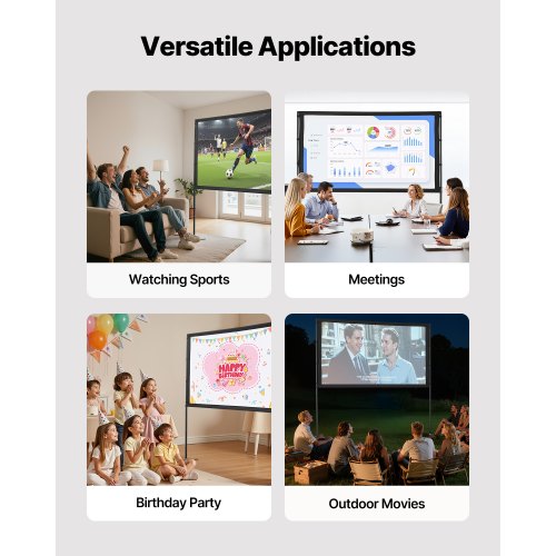 Projektorleinwand mit 2 Ständern 80 Zoll 160° Weitwinkel 4K HD 16:9 Leinwand | EU