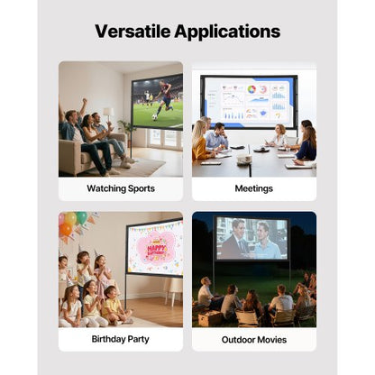 Projektorleinwand mit 2 Ständern 80 Zoll 160° Weitwinkel 4K HD 16:9 Leinwand | EU