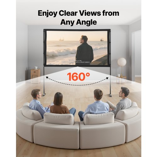 Projektorleinwand mit 2 Ständern 80 Zoll 160° Weitwinkel 4K HD 16:9 Leinwand | EU