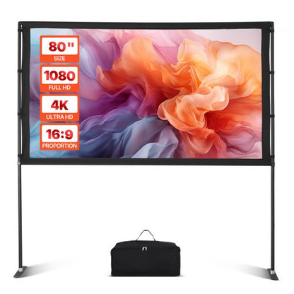 Projektorleinwand mit 2 Ständern 80 Zoll 160° Weitwinkel 4K HD 16:9 Leinwand | EU