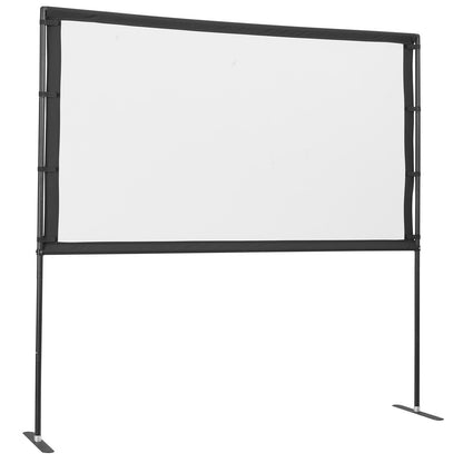 Projector Screen with Stand, 80 Inch 160° Wide Angle Indoor Outdoor Projection Screen, 16:9 4K HD Wrinkleless Portable Dual-Stand Screens with Carry Bag, for Movie Home Theater Presentation