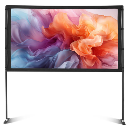 Projector Screen with Stand, 80 Inch 160° Wide Angle Indoor Outdoor Projection Screen, 16:9 4K HD Wrinkleless Portable Dual-Stand Screens with Carry Bag, for Movie Home Theater Presentation