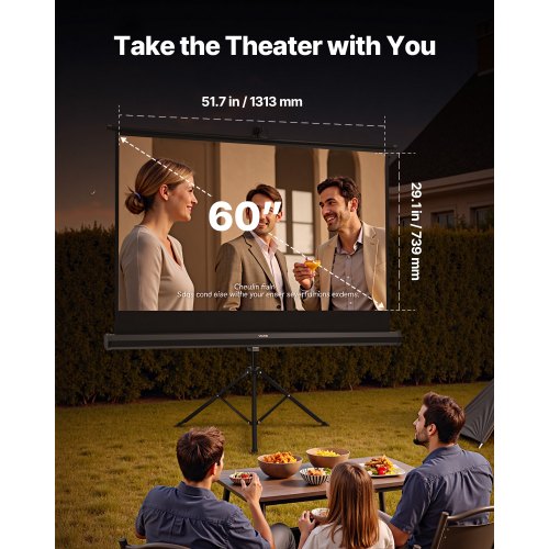 Stativ-Projektor-Leinwand mit Ständer 60 Zoll 160° Weitwinkel 4K HD 16:9 | EU