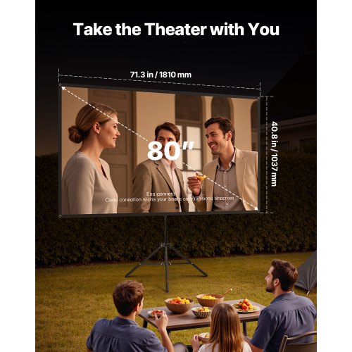 stativprojektorduk med stativ 80 tum 160° vidvinkel 4K HD 16:9 |  EU