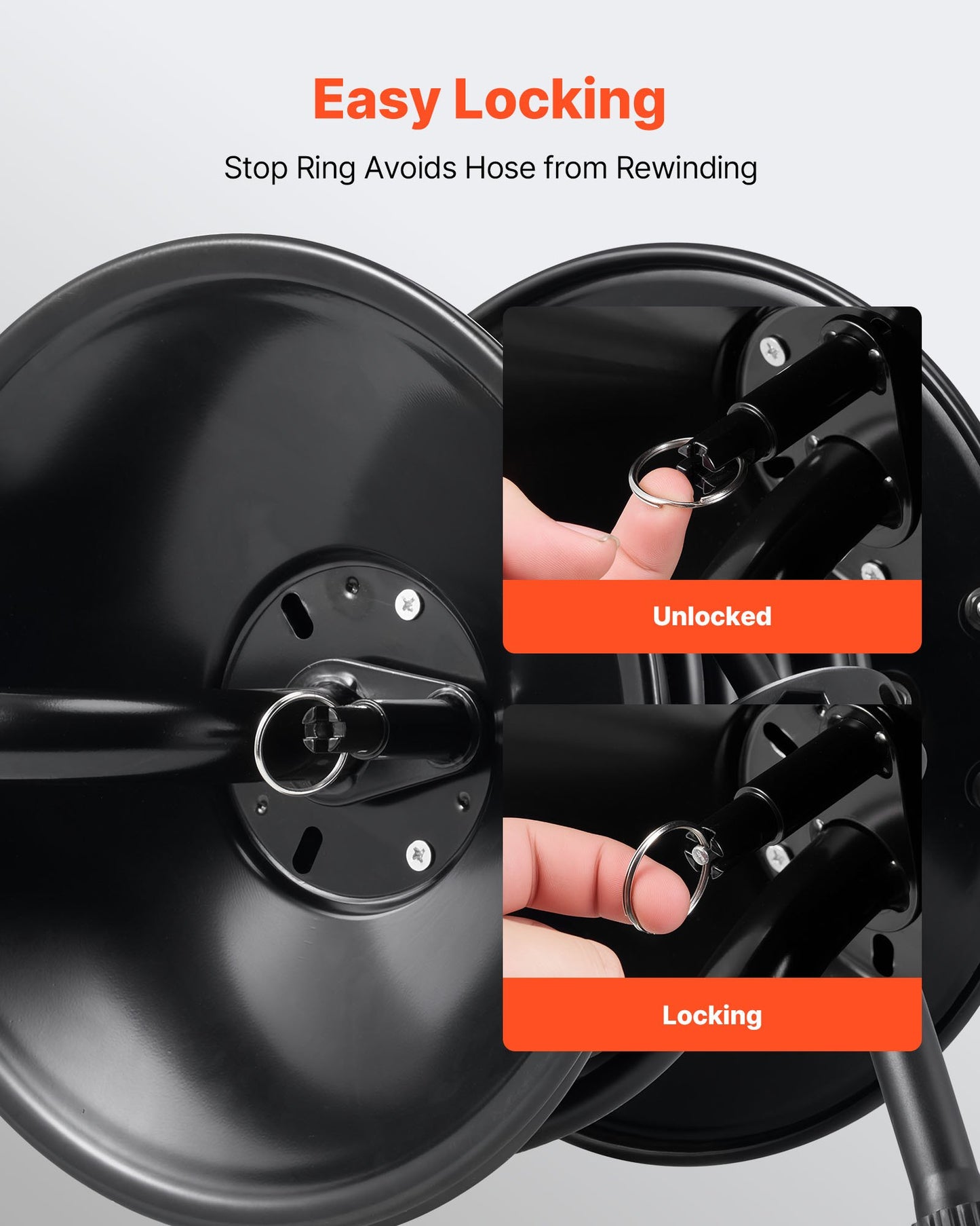Pressure Washer Hose Reel, 50 ft x 3/8 inch Heavy-Duty Steel Bracket-Mounted Pressure Hose Reel, Wall/Floor/Truck Mount, 4000PSI Max, Manual Power Hand Crank for Car/Floor Washing,Garden