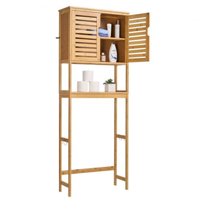 Bamboo storage cabinet over the toilet with adjustable shelf 170 cm high