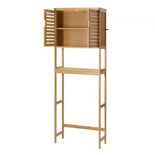 Bamboo storage cabinet over the toilet with adjustable shelf 170 cm high