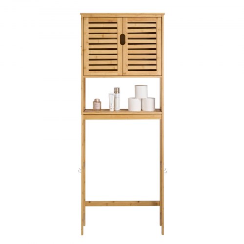 Bamboo storage cabinet over the toilet with adjustable shelf 170 cm high