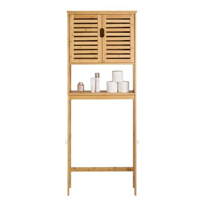 Bamboo storage cabinet over the toilet with adjustable shelf 170 cm high