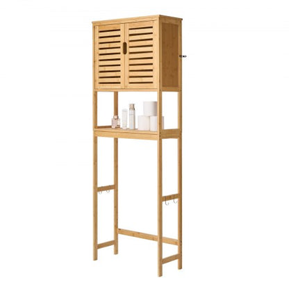 Bamboo storage cabinet over the toilet with adjustable shelf 170 cm high