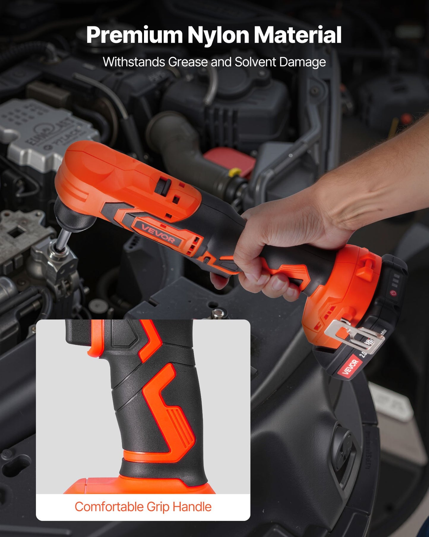 Right Angle Drill, 3/8 Inch Chuck, 90 Degree Cordless Right Angle Drill with Brushless Motor, Battery, Charger, and Belt Clip, Adjustable Speed, for Fastening and Loosening in Tight Spaces