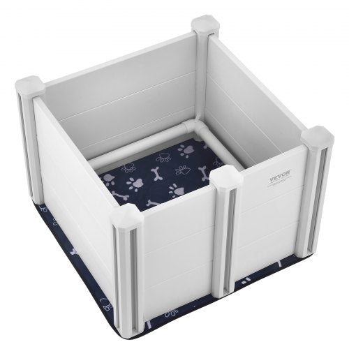 Dog Whelping Box, 28.3 x 28.3 x 18.1in Whelping Box for Dogs and Puppies, Whelping Pen for Puppies, Dog Birthing Box with Rails and Washable Pee Pad, Whelping Box for Small Breed Dogs, White
