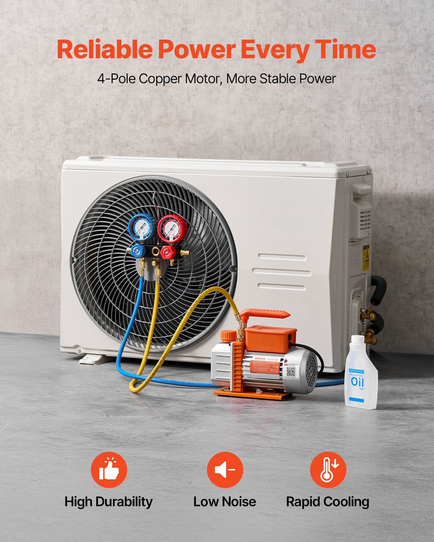 AC Vacuum Pump and Gauge Set, 3.5 CFM 1/4 HP, Single Stage Rotary Vane HVAC Vacuum Pump, A/C Manifold Gauge Kit, for R134a R22 R410a R1234YF R32, with Carry Bag, for Auto HVAC Air Conditioning