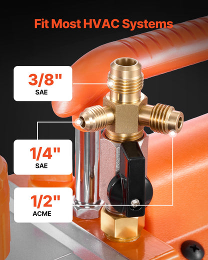 AC Vacuum Pump and Gauge Set, 7 CFM 3/4 HP, Two Stage Rotary Vane HVAC Vacuum Pump, A/C Manifold Gauge Kit, for R134a R22 R410a, with Leak Detector Carry Bag Hose, for Auto HVAC Air Conditioning