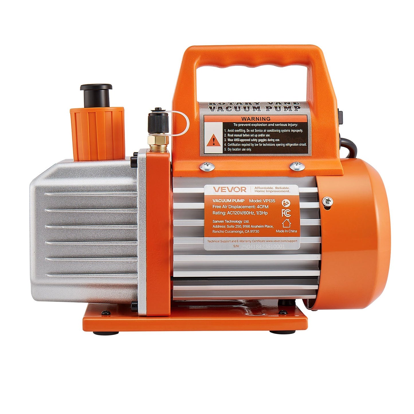 4 CFM AC Vacuum Pump and Gauge Set, 1/3 HP, Single Stage Rotary Vane HVAC Air Vacuum Pump, A/C Refrigerant Manifold Gauge Kit, with Leak Detector, Carry Bag, for R134a R22 R410a Refrigerants