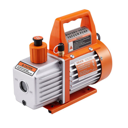 4 CFM AC Vacuum Pump and Gauge Set, 1/3 HP, Single Stage Rotary Vane HVAC Air Vacuum Pump, A/C Refrigerant Manifold Gauge Kit, with Leak Detector, Carry Bag, for R134a R22 R410a Refrigerants