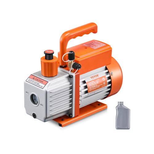 Vacuum Pump, 5 CFM, HVAC Single Stage Rotary Vane Vacuum Pump, for R134a R22 R410a Systems, Auto AC Vacuum Pump Kit with Oil Bottle, for Automotive Air Conditioner Maintenance Resin Degassing