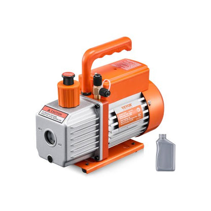 Vacuum Pump, 4 CFM, HVAC Single Stage Rotary Vane Vacuum Pump, for R134a R22 R410a Systems, Auto AC Vacuum Pump Kit with Oil Bottle, for Automotive Air Conditioner Maintenance Resin Degassing