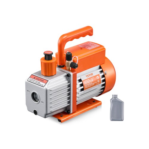 Vacuum Pump, 4 CFM, HVAC Single Stage Rotary Vane Vacuum Pump, for R134a R22 R410a Systems, Auto AC Vacuum Pump Kit with Oil Bottle, for Automotive Air Conditioner Maintenance Resin Degassing