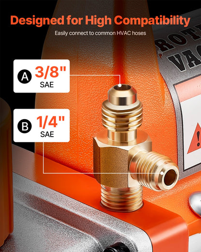 Vacuum Pump, 3.5 CFM 1/4 HP, HVAC Single Stage Rotary Vane AC Vacuum Pump, for R134a R22 R410a Systems, with Oil Bottle, 1720 PRM, for Automotive Air Conditioner Maintenance Resin Degassing