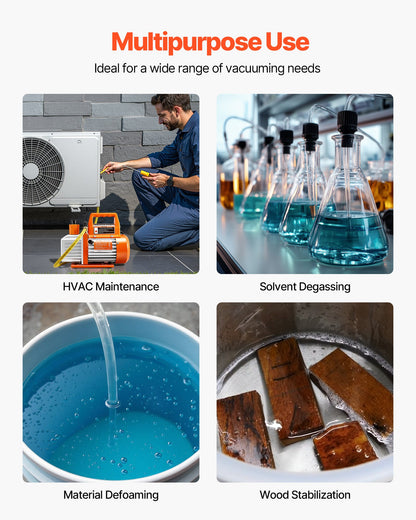 Vacuum Pump, 3.5 CFM 1/4 HP, HVAC Single Stage Rotary Vane AC Vacuum Pump, for R134a R22 R410a Systems, with Oil Bottle, 1720 PRM, for Automotive Air Conditioner Maintenance Resin Degassing