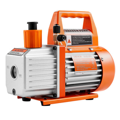 Vacuum Pump, 3.5 CFM 1/4 HP, HVAC Single Stage Rotary Vane AC Vacuum Pump, for R134a R22 R410a Systems, with Oil Bottle, 1720 PRM, for Automotive Air Conditioner Maintenance Resin Degassing