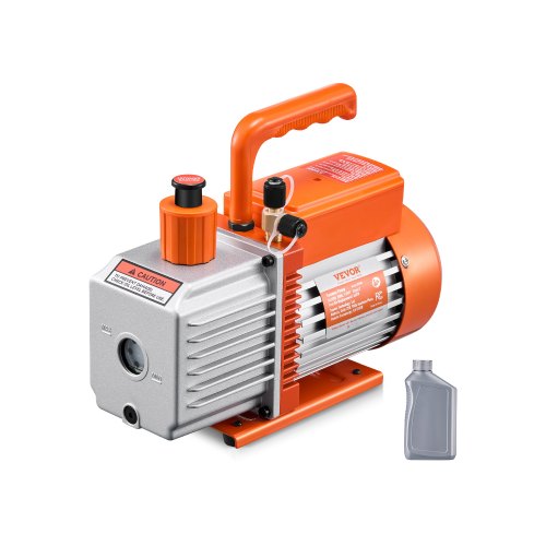 Vacuum Pump, 6 CFM, HVAC 2 Stage Rotary Vane Vacuum Pump, for R134a R22 R410a Systems, Auto AC Vacuum Pump Kit with Oil Bottle, for Automotive Air Conditioner Maintenance Resin Degassing