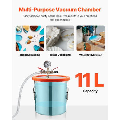 110 l/min Einstufige Vakuumpumpe 11,36 l Entgasungskammer aus Edelstahl