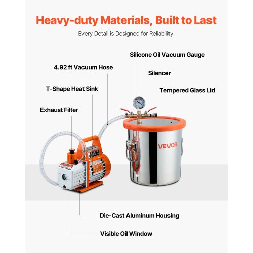 110 l/min Einstufige Vakuumpumpe 11,36 l Entgasungskammer aus Edelstahl