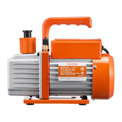 4.5 CFM AC Vacuum Pump and Gauge Set, Single Stage Rotary Vane HVAC Air Vacuum Pump, A/C Refrigerant Manifold Gauge Kit, with Leak Detector Hoses, for R134a, R12, R22, R502a, R410A, R404, R407C