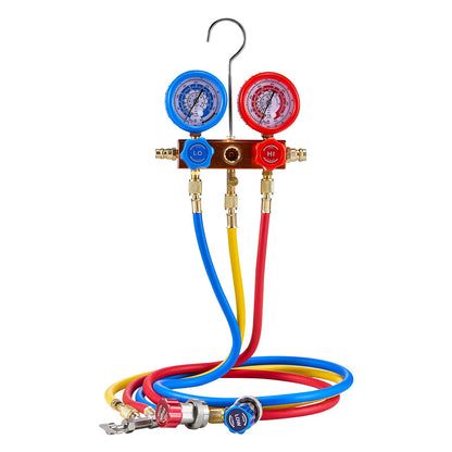 4.5 CFM single stage rotary vane vacuum pump and gauge kit compatible with R134a, R22, R12, R502, R502, R410a, R404 and R407C refrigerants