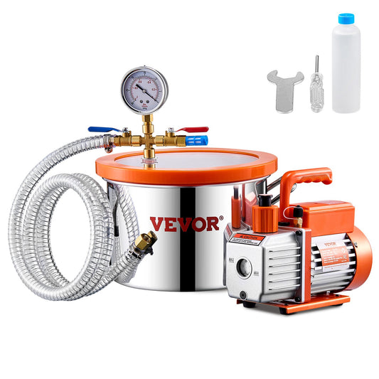 1.5 Gallon Vacuum Chamber 3.5 CFM Single Stage Pump Degassing Chamber Kit