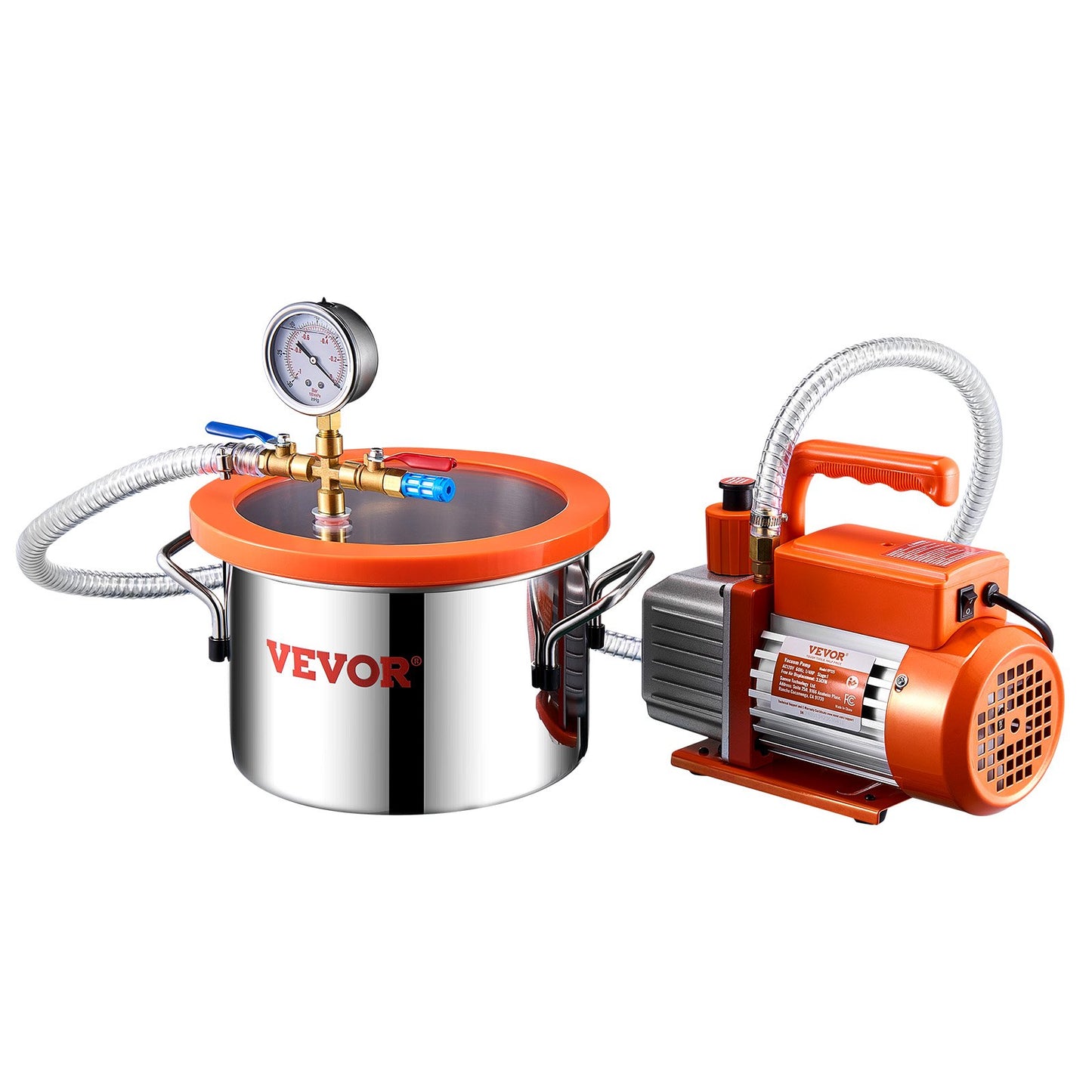 1,5 Gallonen Vakuumkammer 3,5 CFM Einstufige Pumpe Entgasungskammer-Kit