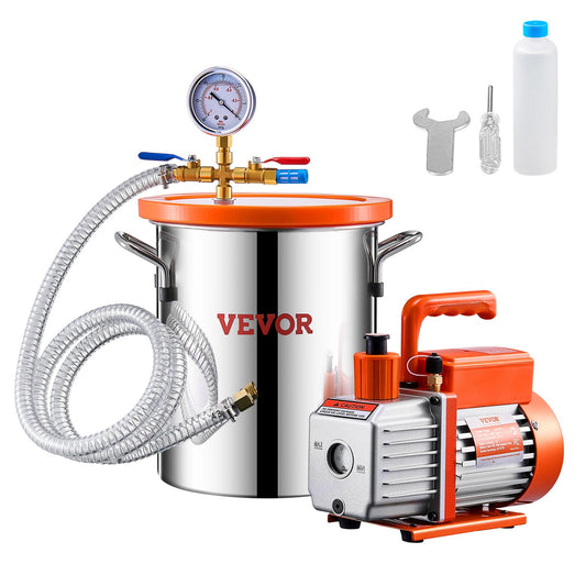 1.5 Gallon Vacuum Chamber 3.5 CFM Single Stage Pump for Degassing Chamber