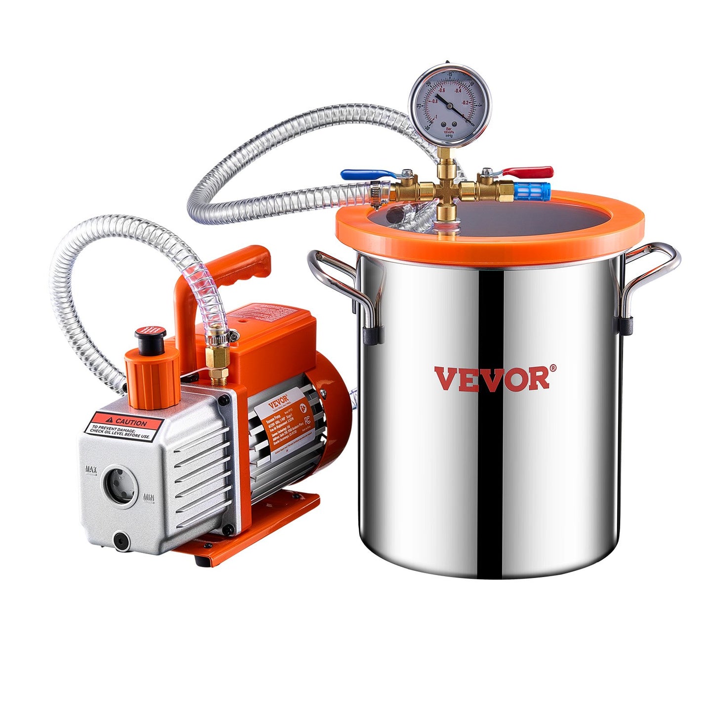 1.5 Gallon Vacuum Chamber 3.5 CFM Single Stage Pump for Degassing Chamber