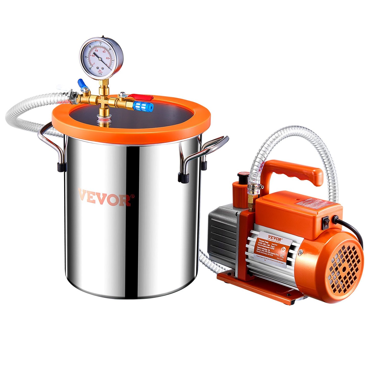 1.5 Gallon Vacuum Chamber 3.5 CFM Single Stage Pump for Degassing Chamber