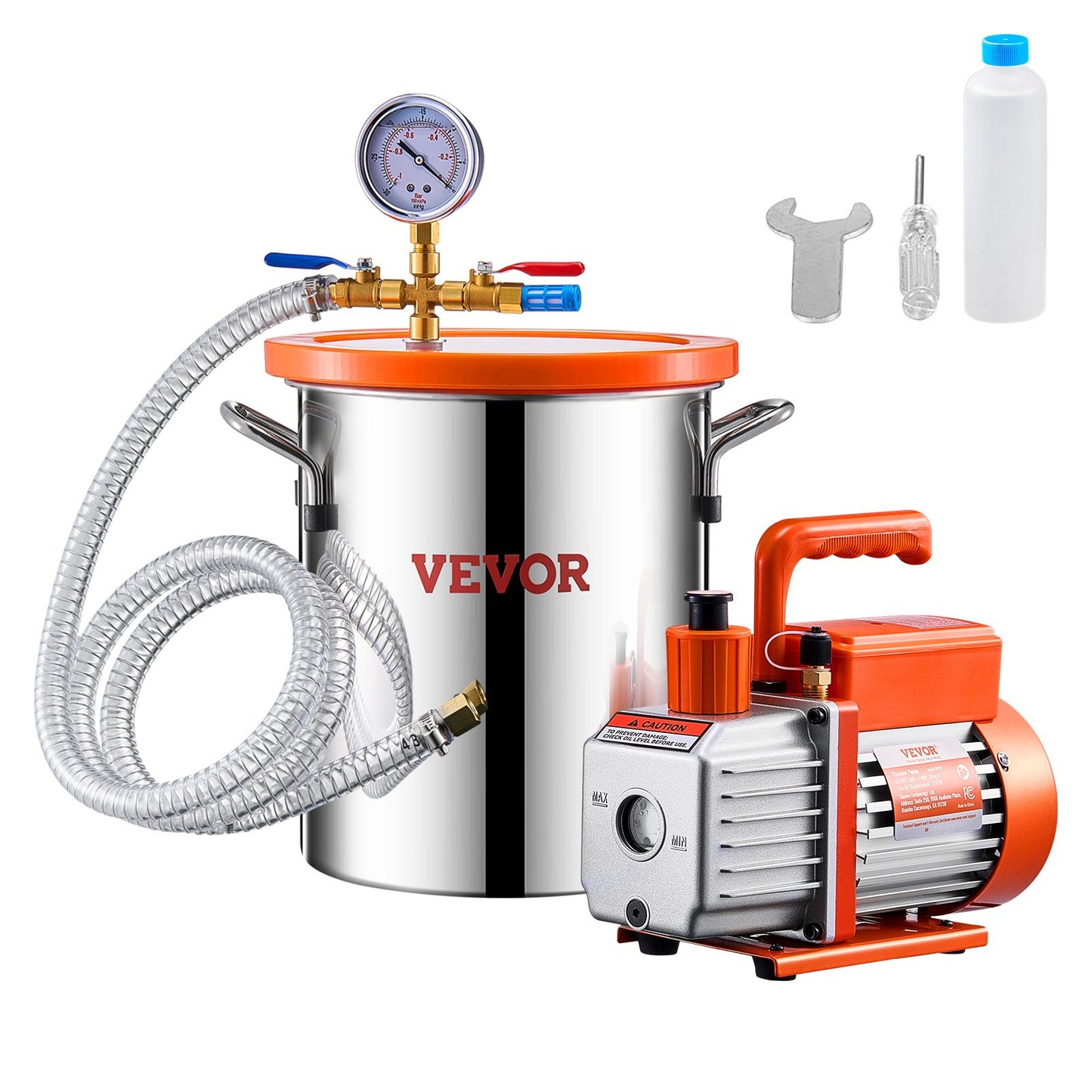 1.5 Gallon Vacuum Chamber 3.5 CFM Single Stage Pump for Degassing Chamber