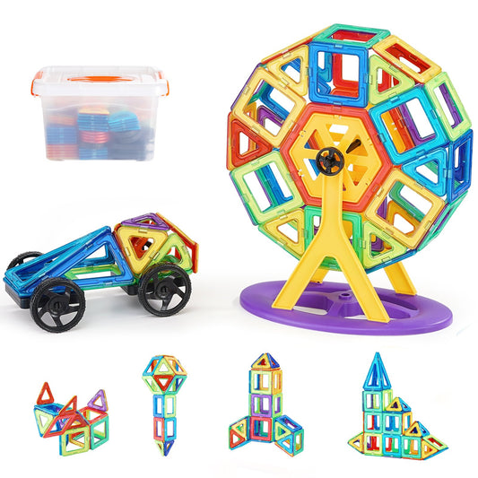 Magnetische Bausteine, Magnetisches Bauspielzeug, 123 ST Magnetbausteine für Kinder, 3D-Set