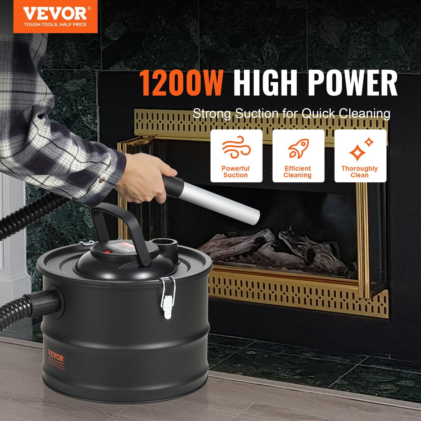 Ash vacuum cleaner 15L 1200W for fireplaces Pellet stoves Grills BBQ