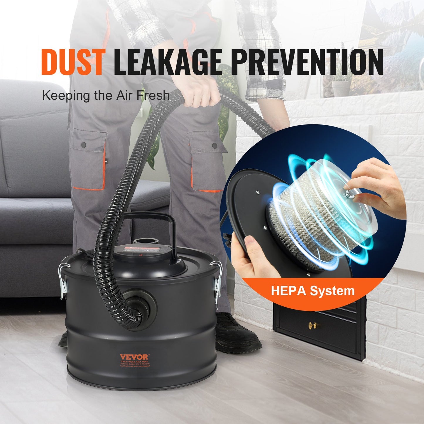 Ash vacuum cleaner 15L 1200W for fireplaces Pellet stoves Grills BBQ