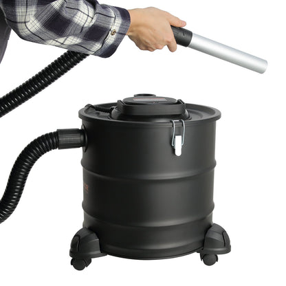 Aschesauger, 20 L mit 1200W starker Saugleistung, Aschesauger mit 1,2 M flexiblem Schlauch und Rädern, für Kamine, Pelletöfen, Holzöfen, Holzherde, Grills, Pizzaöfen, Kamine