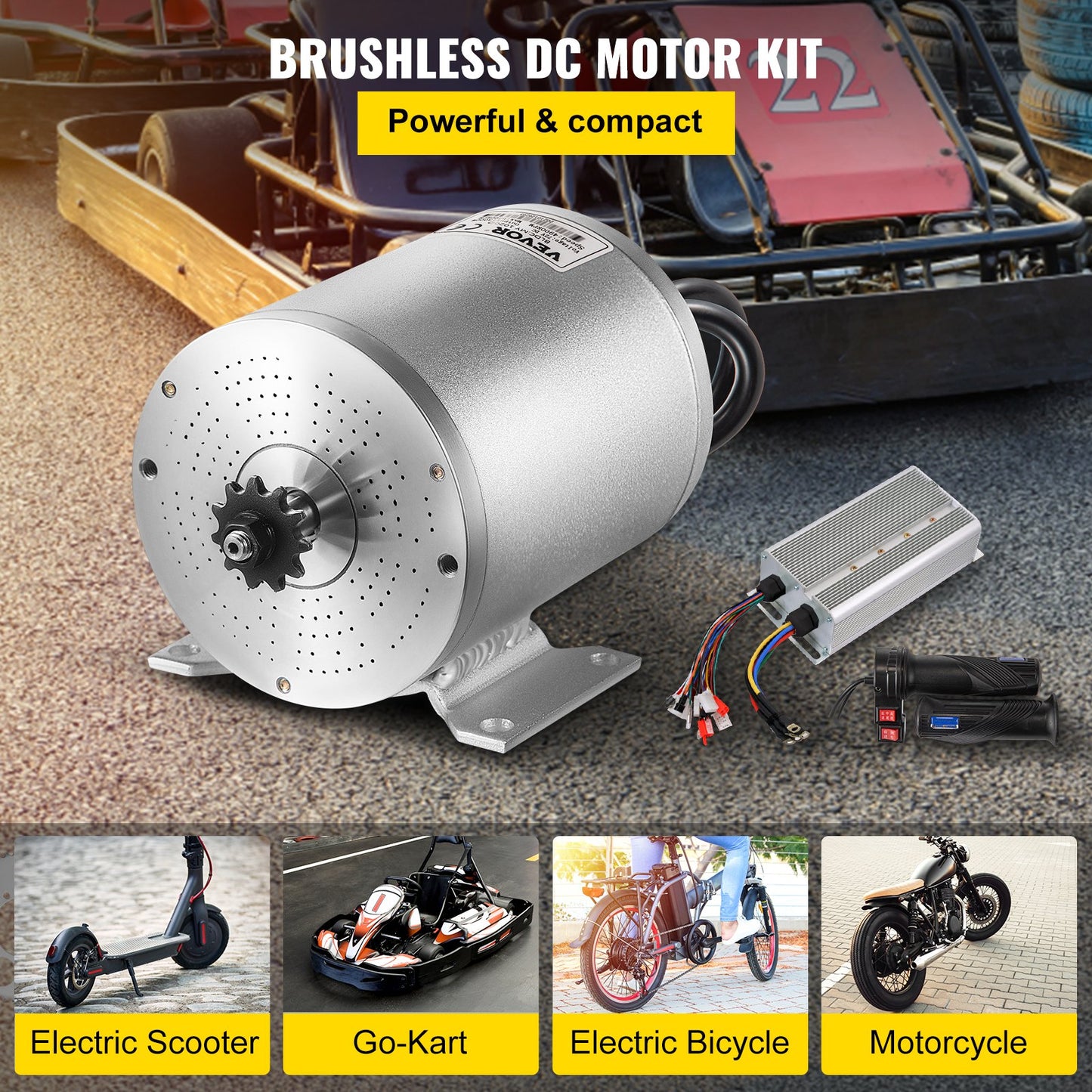 Electric Brushless DC Motor 72V 3000W Brushless Electric Motor 4900RPM Brushless Motor Kit with Controller and Throttle Handle for Electric Scooter E Bike Engine Motorcycle DIY Parts Conversion Kit