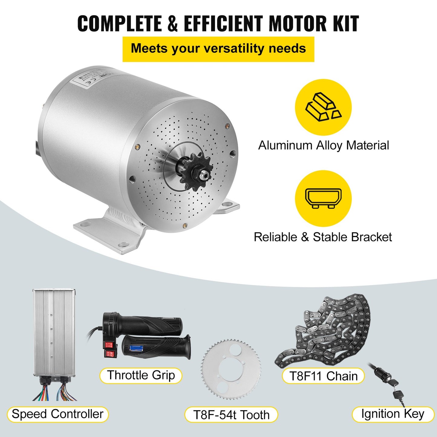 Electric Brushless DC Motor 72V 3000W Brushless Electric Motor 4900RPM Brushless Motor Kit with Controller and Throttle Handle for Electric Scooter E Bike Engine Motorcycle DIY Parts Conversion Kit
