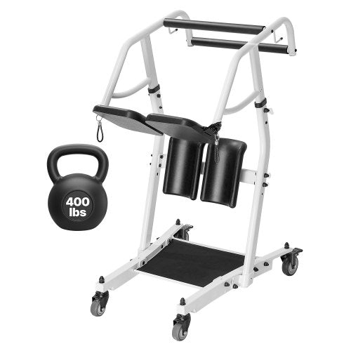Stand Assist Patient Lift, Easy Sit-to-Stand Transfer Chair for Seniors Disabled - with Adjustable Knee Pads, PU Seat Pad & Lockable Wheels, 400 lbs Strong Capacity for Home Nursing Care
