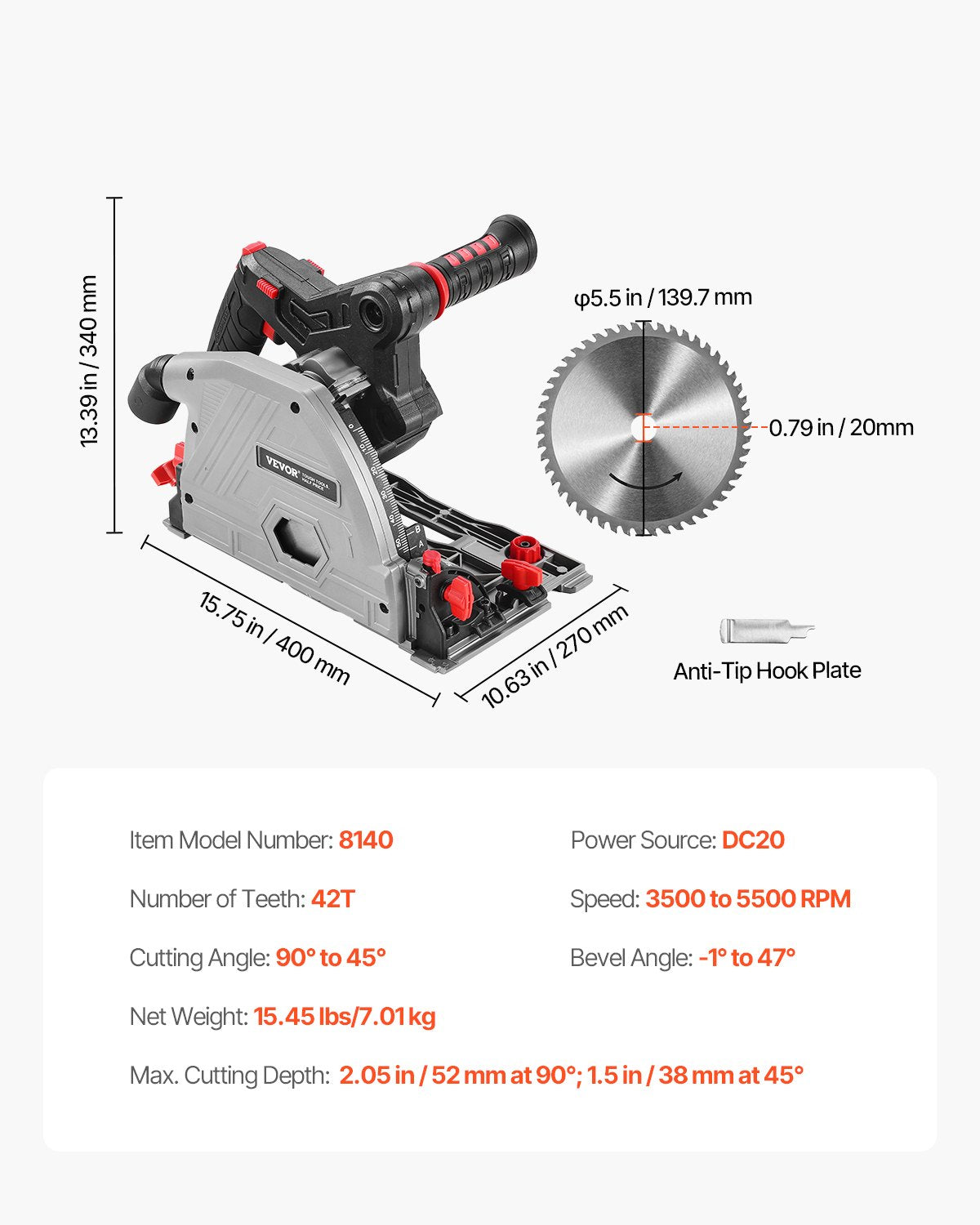 Akku-Bandsäge, 5-1/2-Zoll-Trennsägen-Set für Holz und Metall (nur Werkzeug)